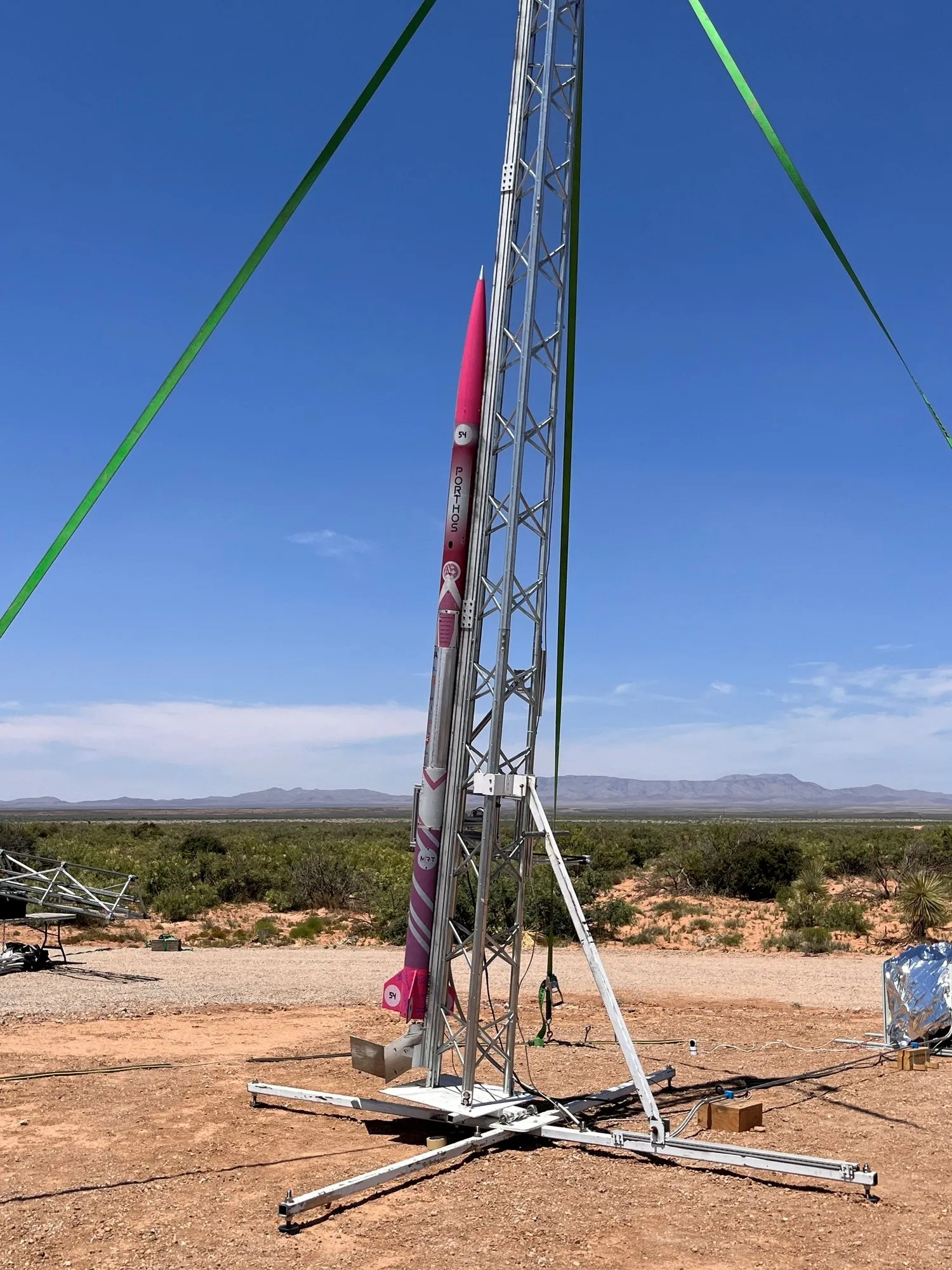 The Porthos rocket on its launch stand.